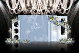 蓝色简约婚礼效果图