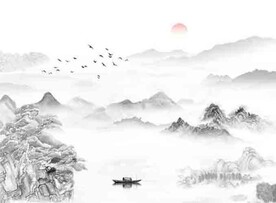 新中式水墨山水背景装饰画