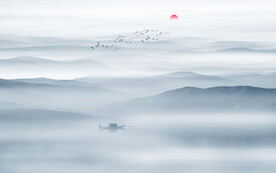 新中式意境水墨山水背景墙