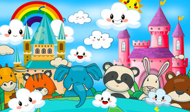 卡通动物园城堡乐园背景墙