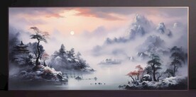 山水画装饰画无框画