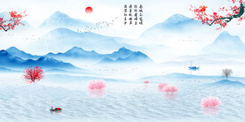 中式水墨客厅山水画