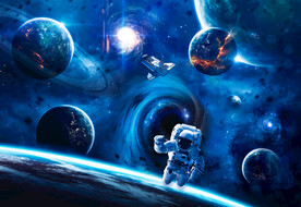 太空黑洞宇宙星球宇航员火箭背景