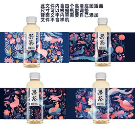 四款果茶饮料标签