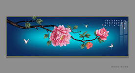 新中式牡丹花鸟国画