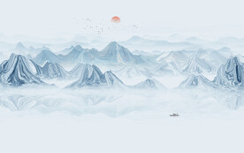 新中式水墨山水画背景墙