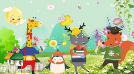 卡通动物背景墙