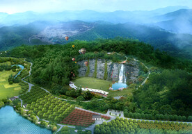 乡村果园度假鸟瞰图