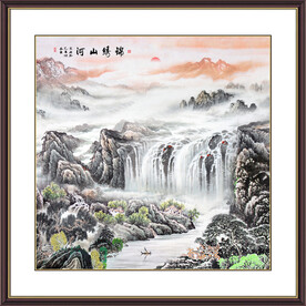 国画旭日东升山水画