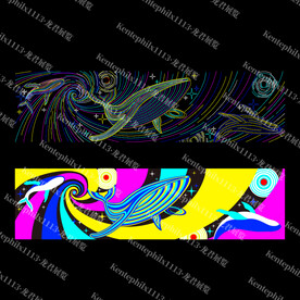 鲸群矢量灯饰画