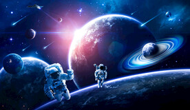 太空宇航员星球银河宇宙航天背景