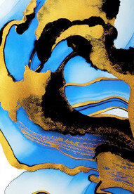 金箔墨迹抽象画