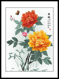 牡丹花鸟装饰画