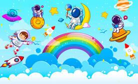 卡通宇航员儿童房