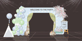 宝宝宴迎宾拱门蓝色小香风兔子