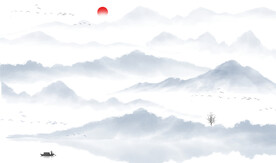 新中式山水情电视背景墙