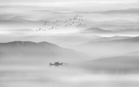 禅意水墨山水画背景墙