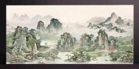 山水画装饰画无框画