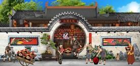 古代白酒文化餐饮背景墙壁画