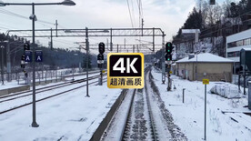 冬季列车站铁路沿线美景