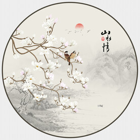 玉兰花鸟画