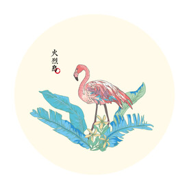火烈鸟插画矢量图