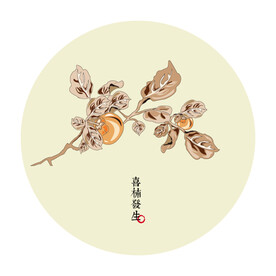 柿子手绘插画矢量图
