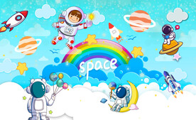 卡通太空人飞船儿童房