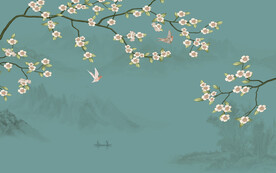 新中式花鸟画背景墙
