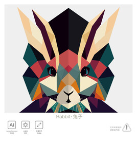 兔子 几何图形插画