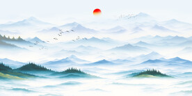 意境水墨山水画