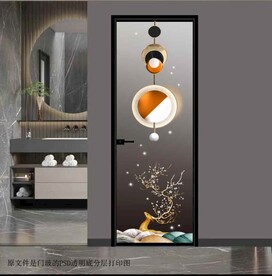 高清分层透明底平开门打印图