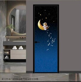 高清分层透明底平开门打印图