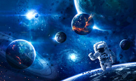 蓝色宇宙黑洞宇航员太空星球背景