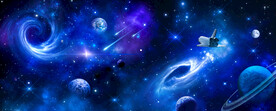 蓝色外太空星球宇宙黑洞星空背景