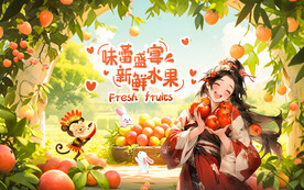 水果店果园卡通壁画设计