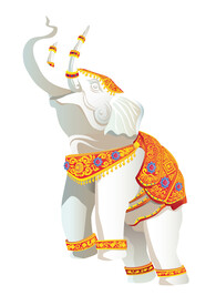 手绘矢量元素 白象 大象 