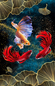 鱼装饰画玄关背景图