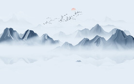 抽象水墨山水画背景墙