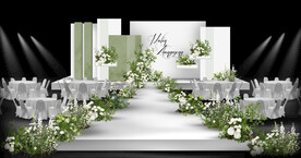 简约白绿色婚礼效果图