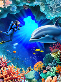 海底世界卡通儿童房背景墙