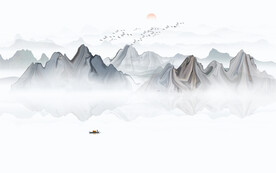 新中式山水背景墙