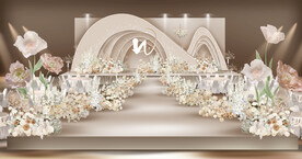 简约香槟色纸花婚礼效果图