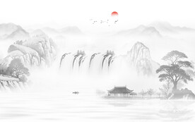 新中式水墨山水画