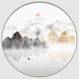 圆形抽象山水画