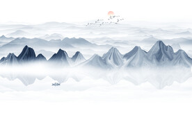 新中式禅意水墨画背景墙