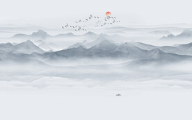 新中式水墨山水画