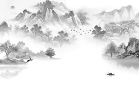 淡雅 灰色中式山水 Tif分层