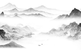 最新 灰色中式山水 Tif分层