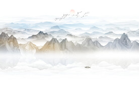 中式水墨山水画客厅背景墙